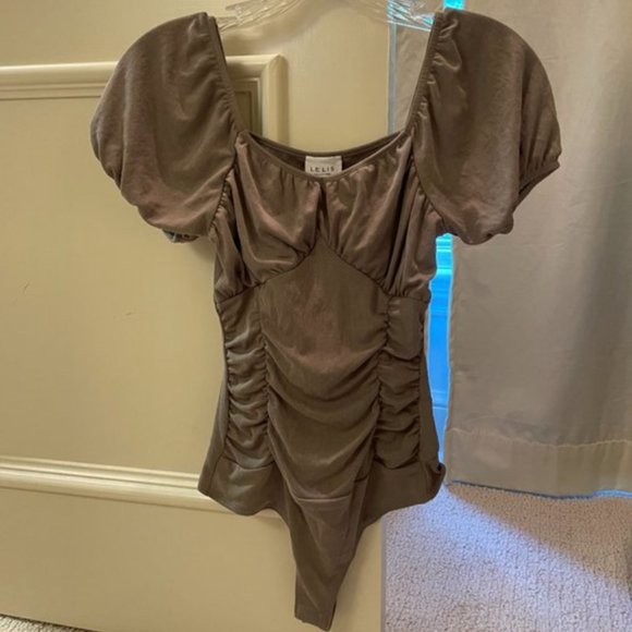 Le Lis Puff Sleeve Ruched Bodysuit - Picture 2 of 5